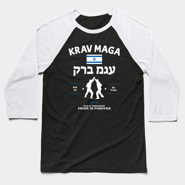 Krav Maga Fighter and Israeli Flag Baseball T-Shirt by NicGrayTees